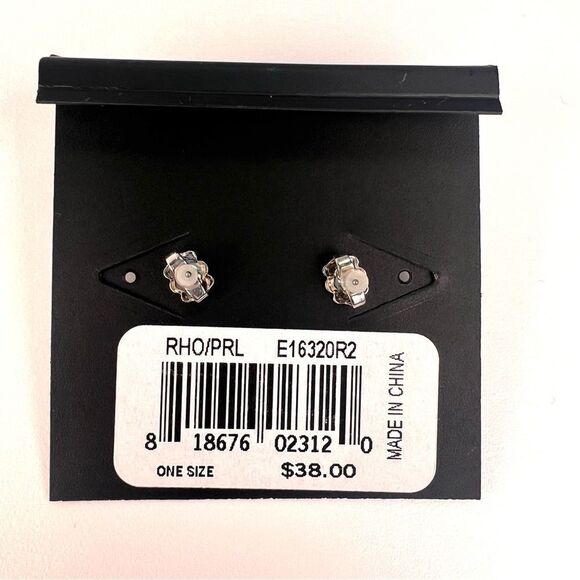 Rebecca Minkoff, rhodium faux pearl pyramid fan stud and jacket earrings NWT - Picture 4 of 4